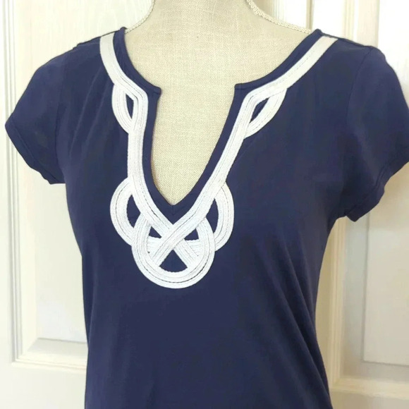 Lilly Pulitzer Brewster Blue White T Shirt Dress - Picture 3 of 6